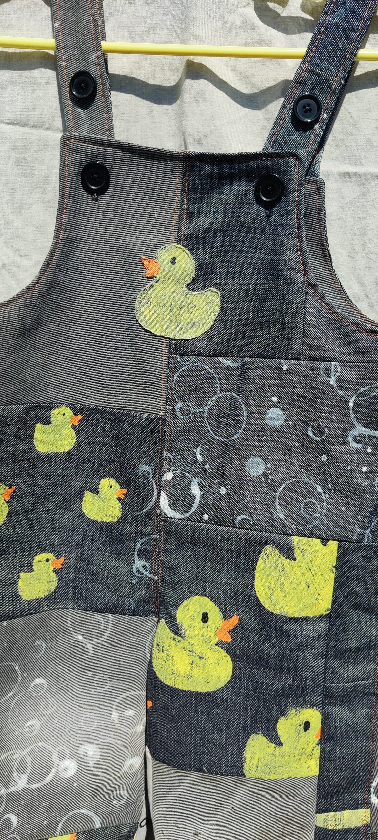Patchwork Ducky Denim Dungarees