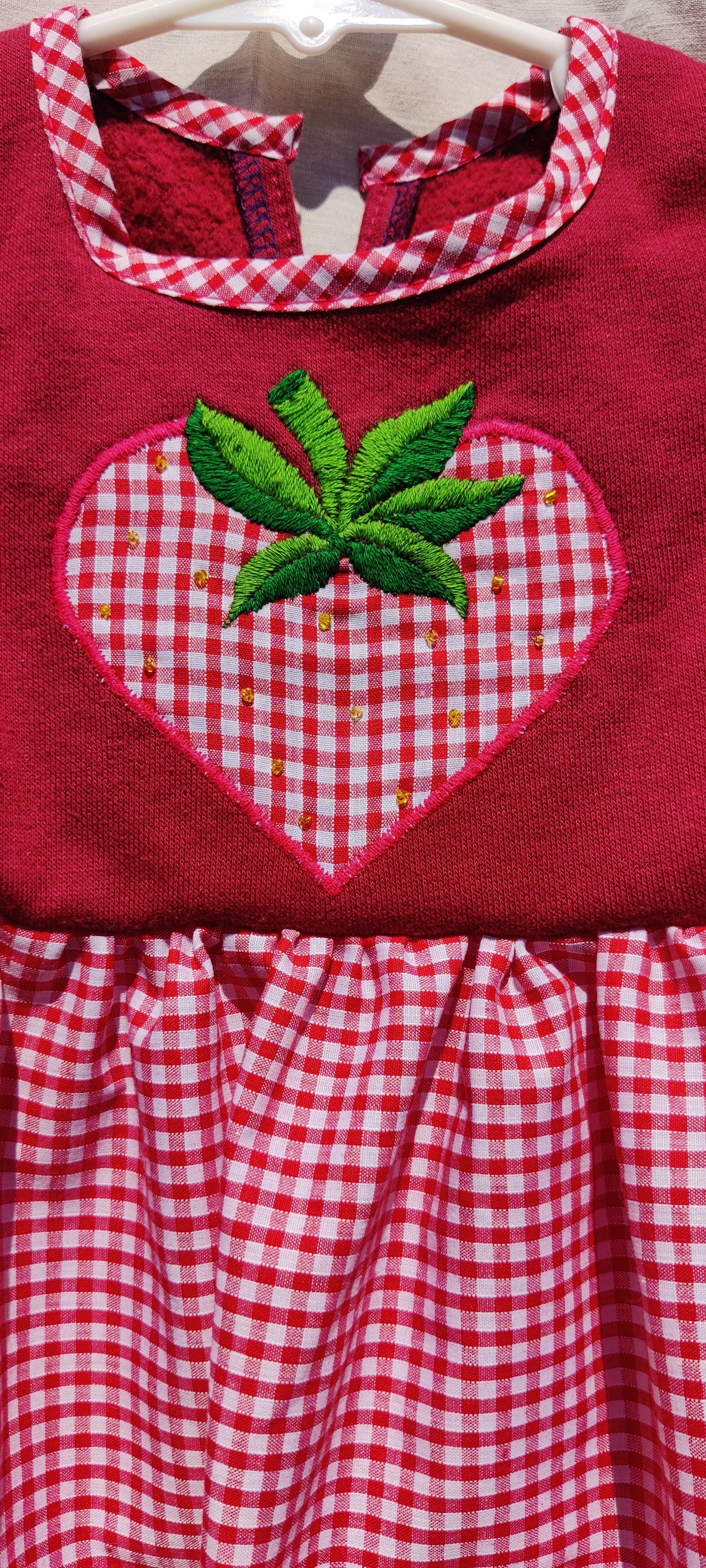 Strawberry Gingham Summer Dress