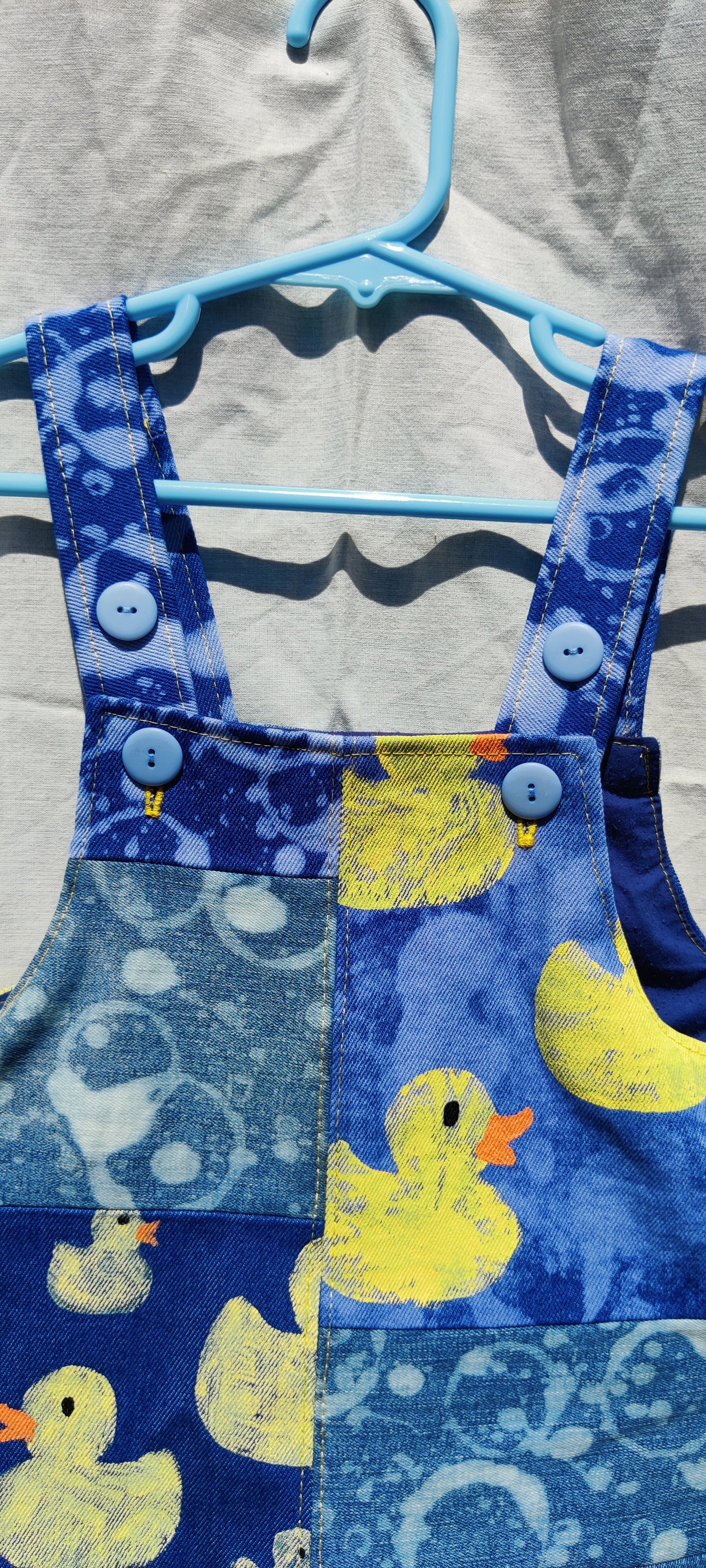 Patchwork Ducky Denim Dungarees