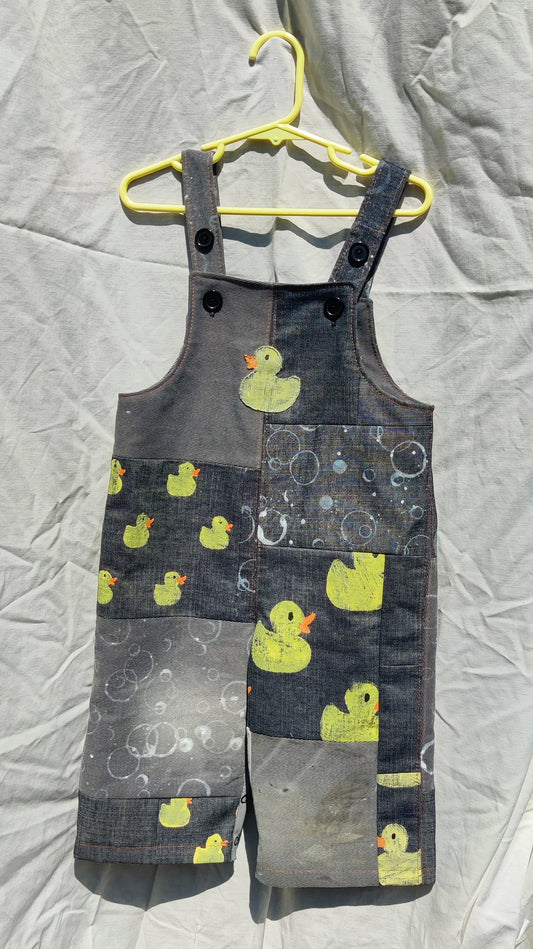 Patchwork Ducky Denim Dungarees