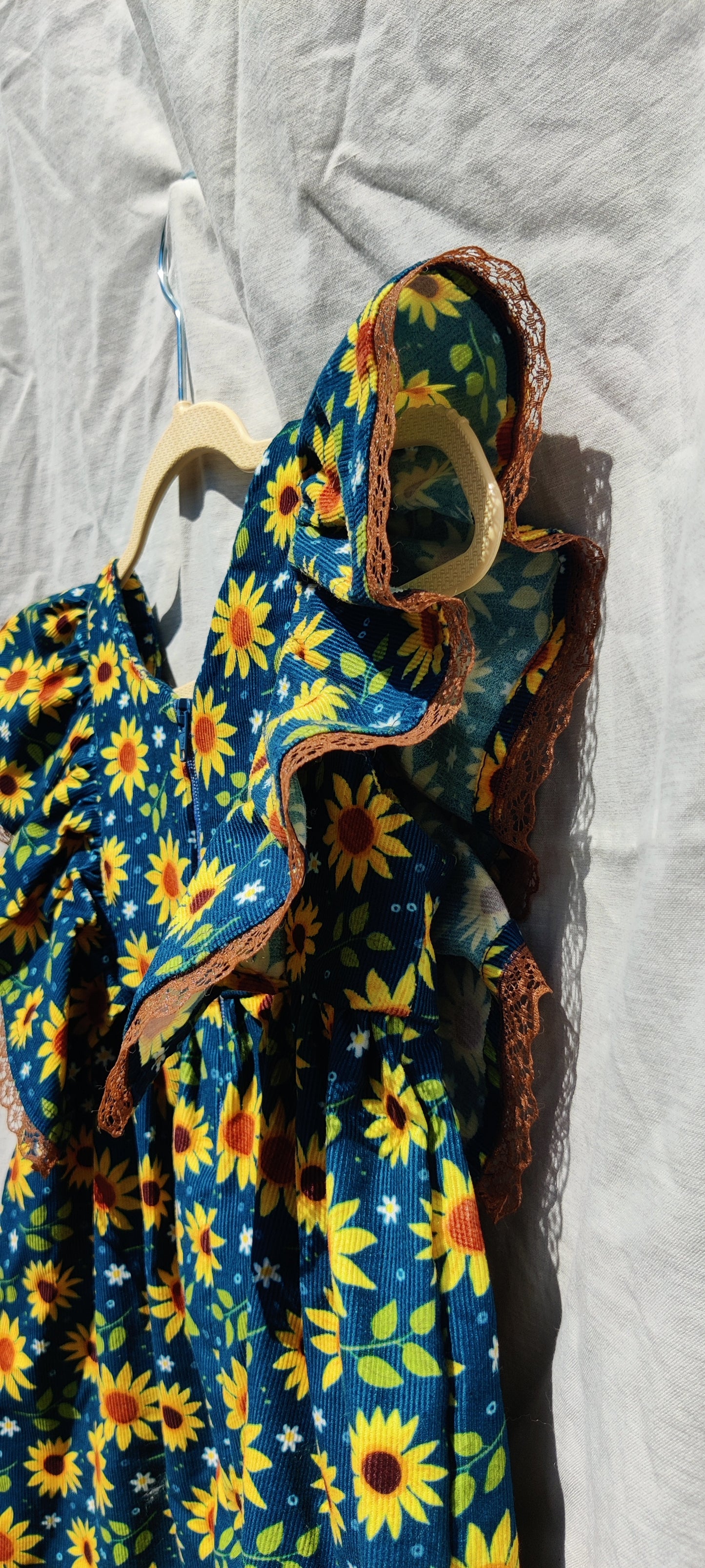 Sunflower Print Corduroy Dress